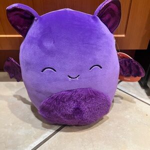 NWT! Squishmallows 10” Blas Plush Purple Bat Fuzzy Belly Glittery Wings and Ears